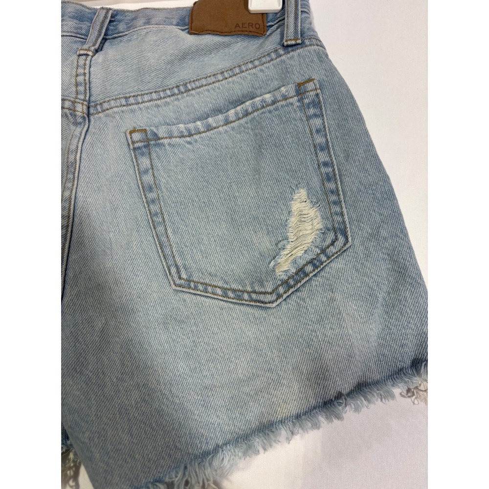 Aeropostale 90s High Rise Cut-Off Denim Shorts Light Wash Distressed Size 0 - Picture 5 of 9